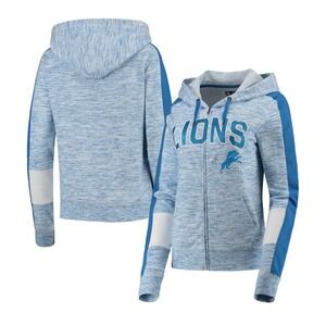 NFL Team Apparel Detroit Lions Full Zip Hoodie Blue Space Dye Glitter M Grit